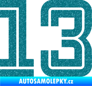 Samolepka Startovní číslo 13 typ 7 Ultra Metalic tyrkysová