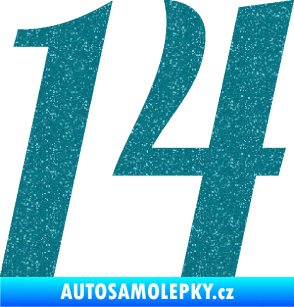 Samolepka Startovní číslo 14 typ 3      Ultra Metalic tyrkysová