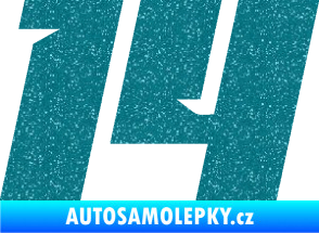 Samolepka Startovní číslo 14 typ 6 Ultra Metalic tyrkysová