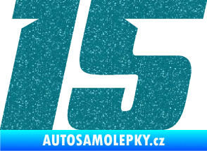 Samolepka Startovní číslo 15 typ 6 Ultra Metalic tyrkysová