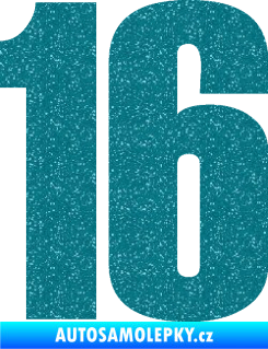 Samolepka Startovní číslo 16 typ 2   Ultra Metalic tyrkysová
