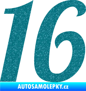 Samolepka Startovní číslo 16 typ 3       Ultra Metalic tyrkysová
