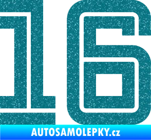 Samolepka Startovní číslo 16 typ 7 Ultra Metalic tyrkysová