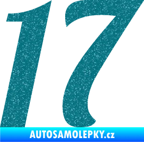 Samolepka Startovní číslo 17 typ 3        Ultra Metalic tyrkysová