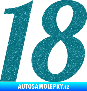 Samolepka Startovní číslo 18 typ 3         Ultra Metalic tyrkysová