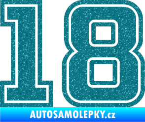 Samolepka Startovní číslo 18 typ 5 Ultra Metalic tyrkysová