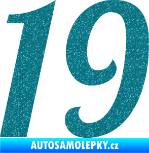 Samolepka Startovní číslo 19 typ 3          Ultra Metalic tyrkysová