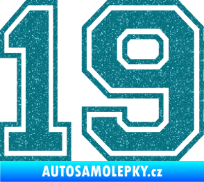 Samolepka Startovní číslo 19 typ 4 Ultra Metalic tyrkysová