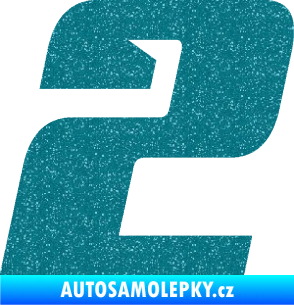 Samolepka Startovní číslo 2 typ 6 Ultra Metalic tyrkysová