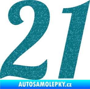 Samolepka Startovní číslo 21 typ 3 Ultra Metalic tyrkysová
