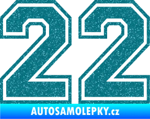 Samolepka Startovní číslo 22 typ 4 Ultra Metalic tyrkysová