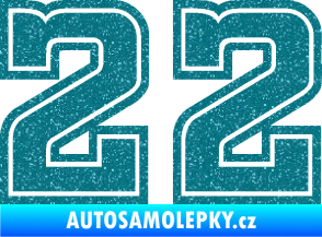 Samolepka Startovní číslo 22 typ 5 Ultra Metalic tyrkysová