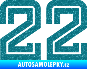 Samolepka Startovní číslo 22 typ 7 Ultra Metalic tyrkysová