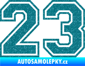 Samolepka Startovní číslo 23 typ 4 Ultra Metalic tyrkysová