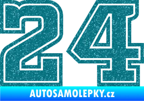 Samolepka Startovní číslo 24 typ 5 Ultra Metalic tyrkysová