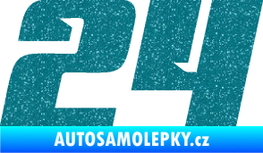 Samolepka Startovní číslo 24 typ 6 Ultra Metalic tyrkysová