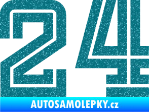 Samolepka Startovní číslo 24 typ 7 Ultra Metalic tyrkysová