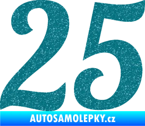 Samolepka Startovní číslo 25 typ 3 Ultra Metalic tyrkysová