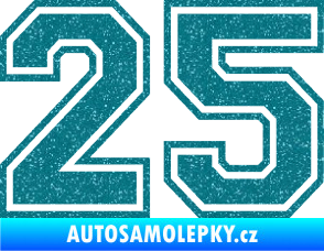 Samolepka Startovní číslo 25 typ 4 Ultra Metalic tyrkysová