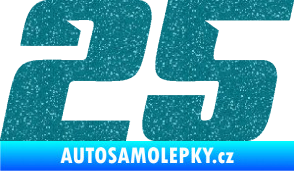 Samolepka Startovní číslo 25 typ 6 Ultra Metalic tyrkysová