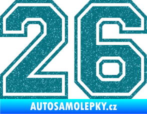 Samolepka Startovní číslo 26 typ 4 Ultra Metalic tyrkysová
