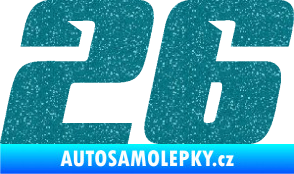 Samolepka Startovní číslo 26 typ 6 Ultra Metalic tyrkysová