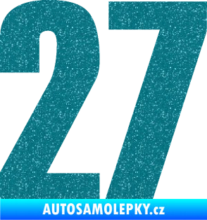 Samolepka Startovní číslo 27 typ 2     Ultra Metalic tyrkysová