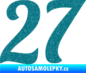 Samolepka Startovní číslo 27 typ 3 Ultra Metalic tyrkysová