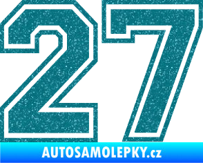 Samolepka Startovní číslo 27 typ 4 Ultra Metalic tyrkysová