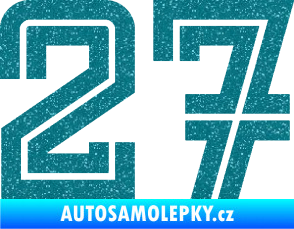 Samolepka Startovní číslo 27 typ 7 Ultra Metalic tyrkysová