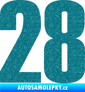 Samolepka Startovní číslo 28 typ 2    Ultra Metalic tyrkysová