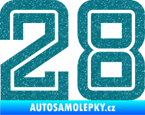 Samolepka Startovní číslo 28 typ 7 Ultra Metalic tyrkysová