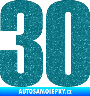 Samolepka Startovní číslo 30 typ 2     Ultra Metalic tyrkysová