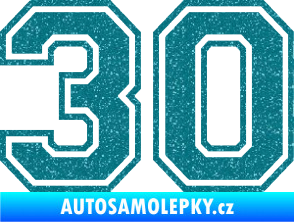 Samolepka Startovní číslo 30 typ 4 Ultra Metalic tyrkysová