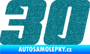 Samolepka Startovní číslo 30 typ 6 Ultra Metalic tyrkysová