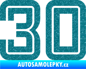 Samolepka Startovní číslo 30 typ 7 Ultra Metalic tyrkysová