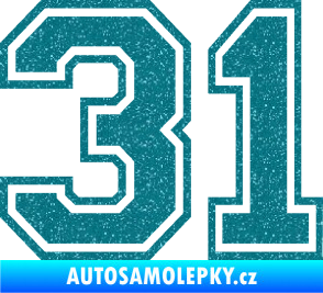 Samolepka Startovní číslo 31 typ 4 Ultra Metalic tyrkysová