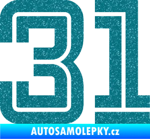 Samolepka Startovní číslo 31 typ 7 Ultra Metalic tyrkysová