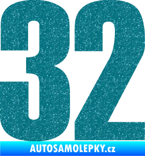 Samolepka Startovní číslo 32 typ 2     Ultra Metalic tyrkysová