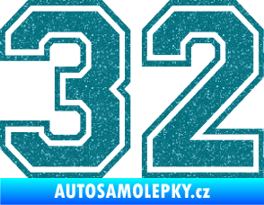 Samolepka Startovní číslo 32 typ 4 Ultra Metalic tyrkysová