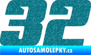 Samolepka Startovní číslo 32 typ 6 Ultra Metalic tyrkysová