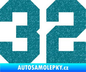 Samolepka Startovní číslo 32 Ultra Metalic tyrkysová