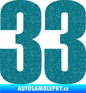 Samolepka Startovní číslo 33 typ 2      Ultra Metalic tyrkysová
