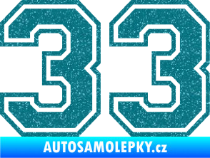 Samolepka Startovní číslo 33 typ 4 Ultra Metalic tyrkysová