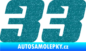 Samolepka Startovní číslo 33 typ 6 Ultra Metalic tyrkysová