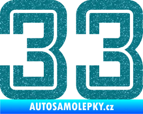 Samolepka Startovní číslo 33 typ 7 Ultra Metalic tyrkysová