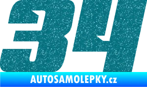 Samolepka Startovní číslo 34 typ 6 Ultra Metalic tyrkysová