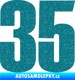 Samolepka Startovní číslo 35 typ 2  Ultra Metalic tyrkysová