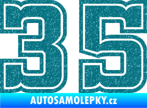 Samolepka Startovní číslo 35 typ 5 Ultra Metalic tyrkysová