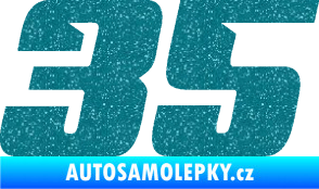 Samolepka Startovní číslo 35 typ 6 Ultra Metalic tyrkysová